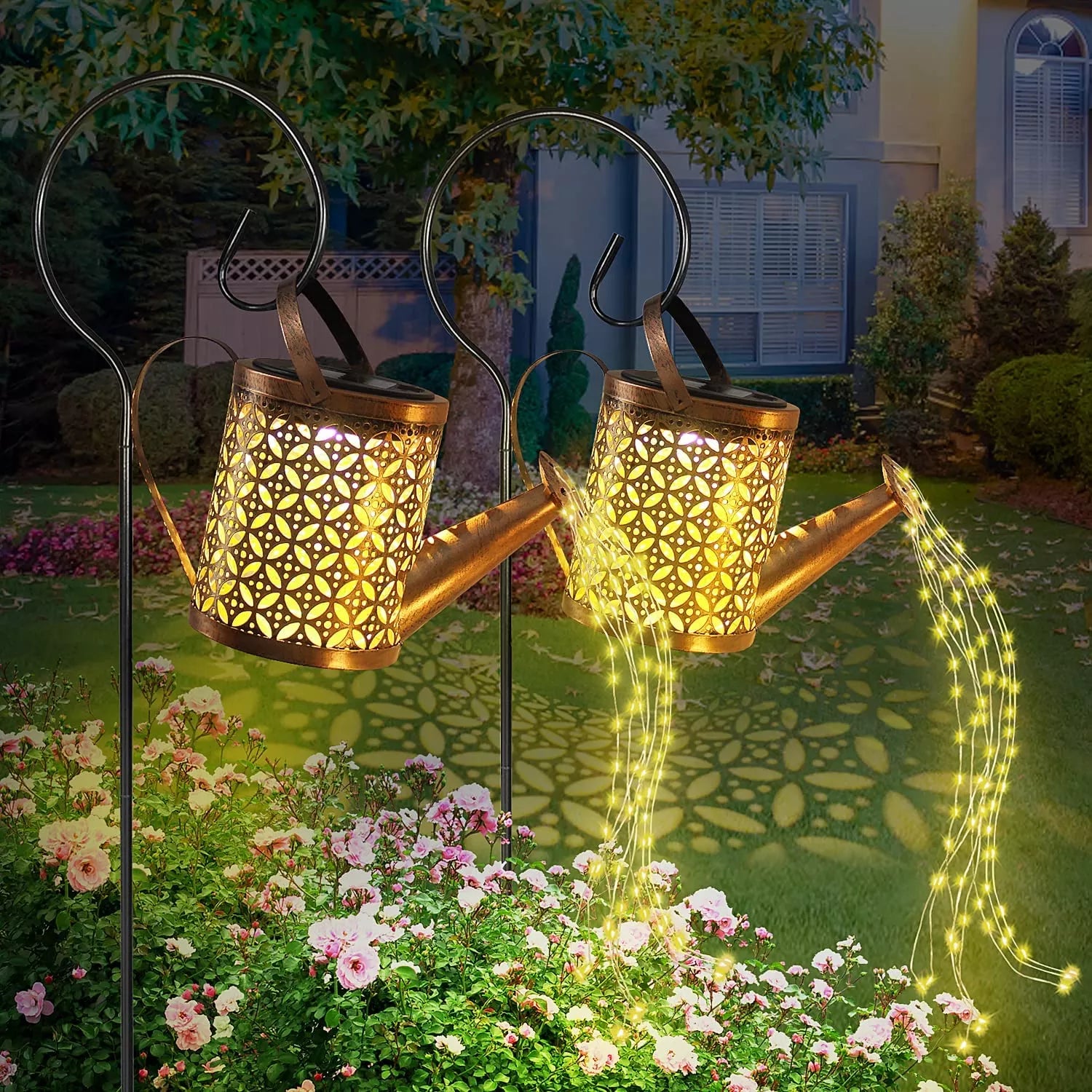 Glinta Solar-Powered Watering Can Light – Decorative Garden LED with Cascading Warm White Lights