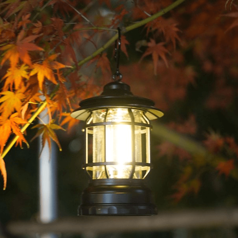 HorizonGlow Vintage Portable Camping Lantern – Rechargeable, Dimmable Warm White LED