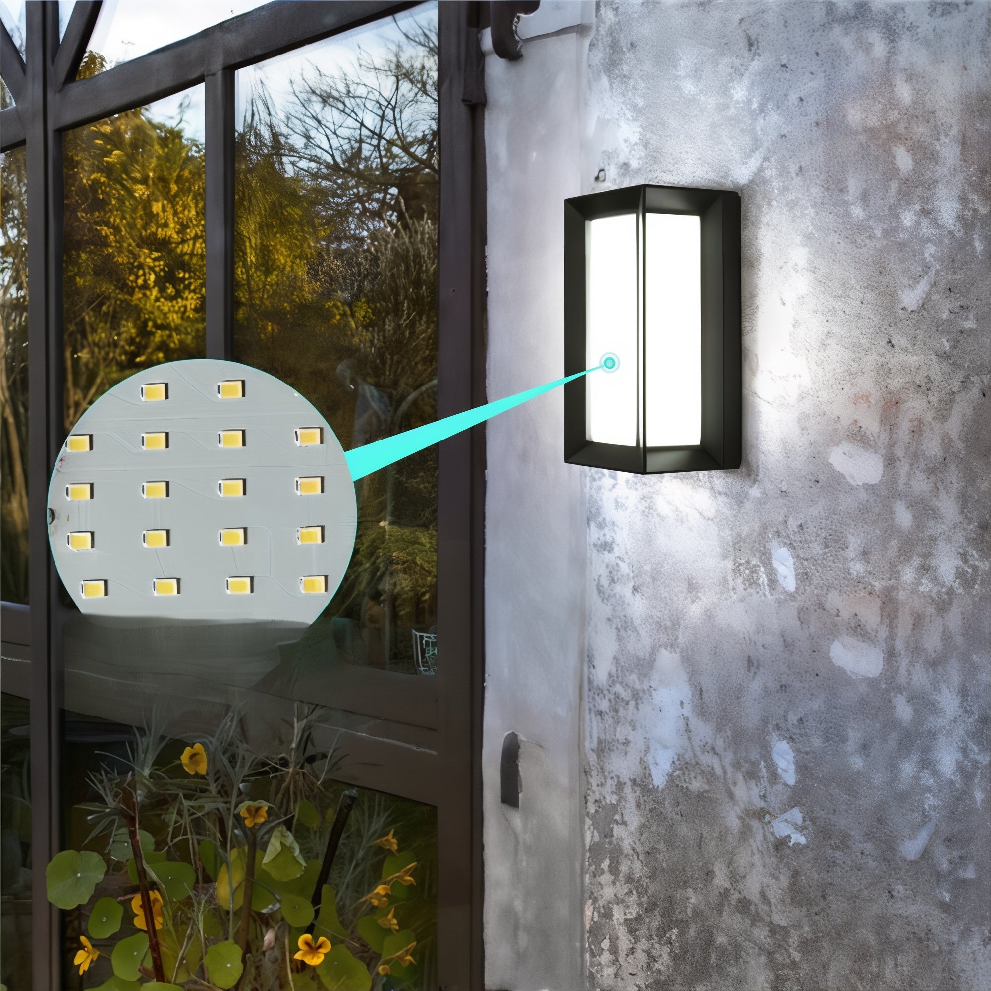 LumiFrame Waterproof LED Outdoor Wall Light – 8W Integrated, Warm White (3000K), IP65-Rated