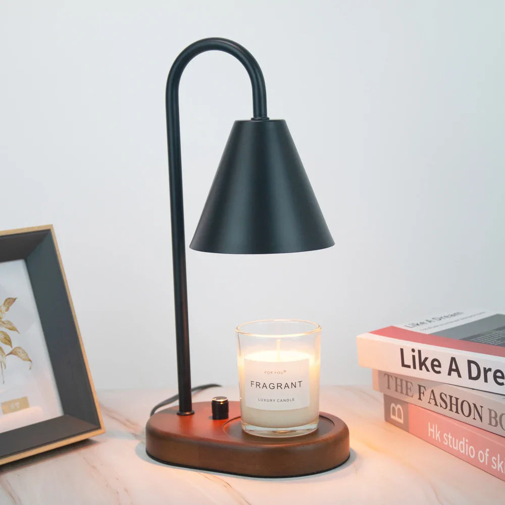 ScentGlow Electric Candle Warmer Lamp, Wax Melt Warmer, Oak Wood & Iron