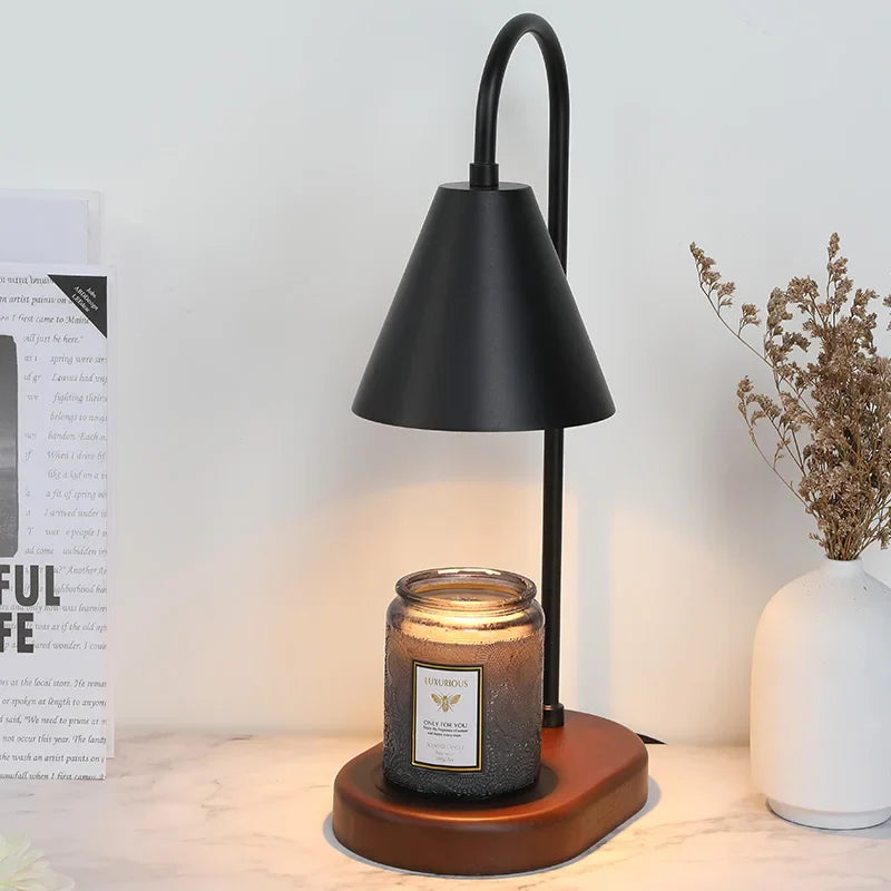 ScentGlow Electric Candle Warmer Lamp, Wax Melt Warmer, Oak Wood & Iron