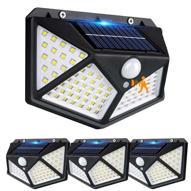SunoGlow Waterproof Solar Outdoor Wall Light – 100 LEDs, 270° Beam, Motion Sensor, IP65
