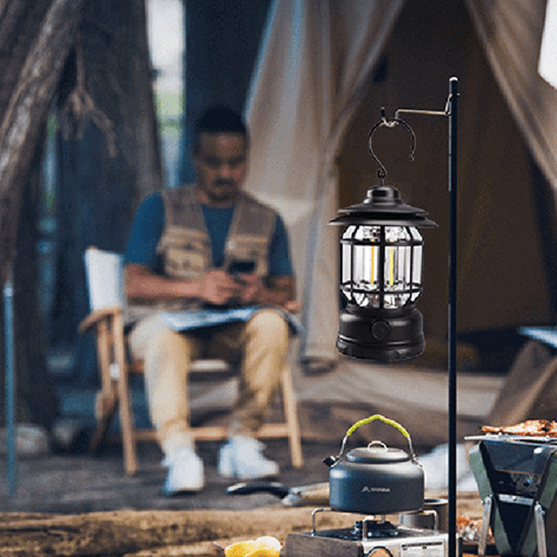HorizonGlow Vintage Portable Camping Lantern – Rechargeable, Dimmable Warm White LED