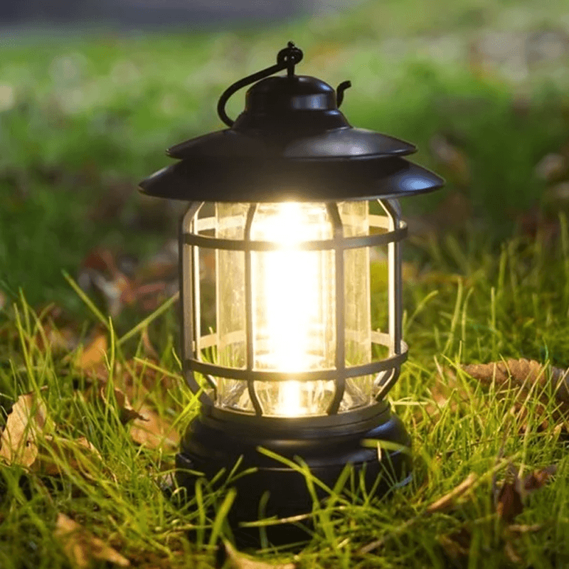 HorizonGlow Vintage Portable Camping Lantern – Rechargeable, Dimmable Warm White LED