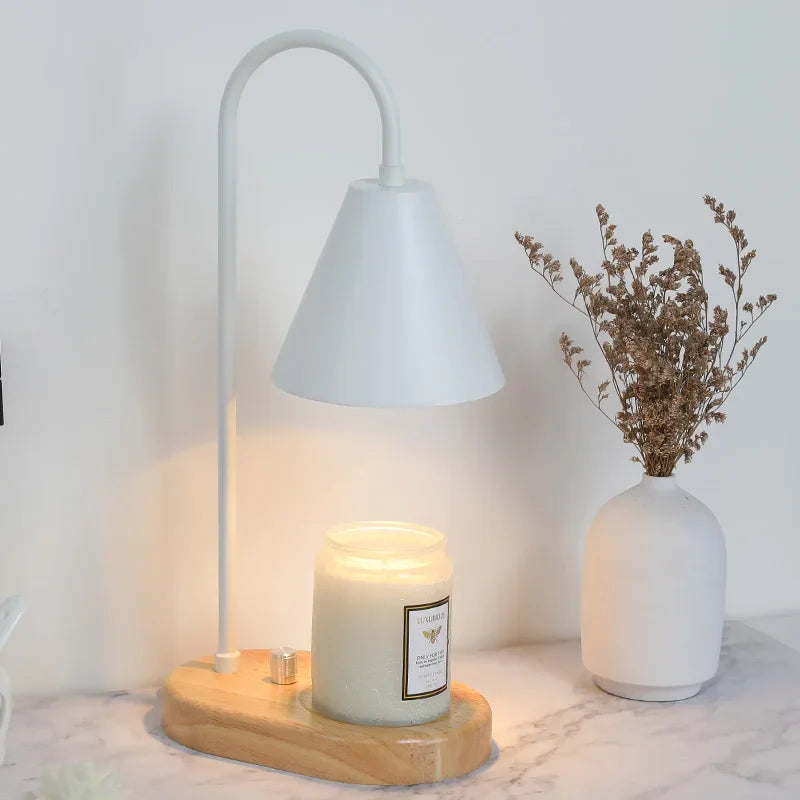 ScentGlow Electric Candle Warmer Lamp, Wax Melt Warmer, Oak Wood & Iron