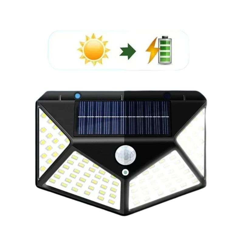 SunoGlow Waterproof Solar Outdoor Wall Light – 100 LEDs, 270° Beam, Motion Sensor, IP65